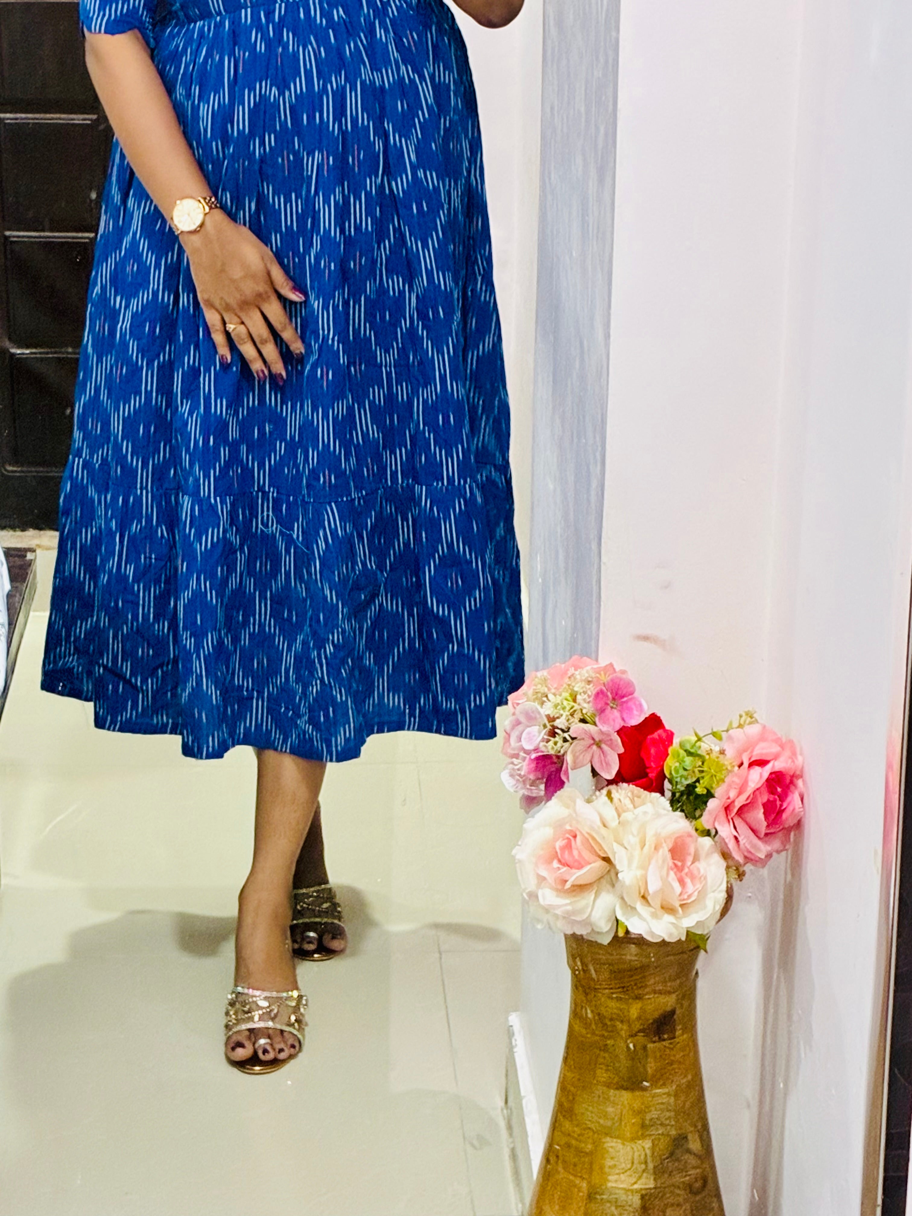 Blue Ikkat Pure Cotton Dress ✨💙