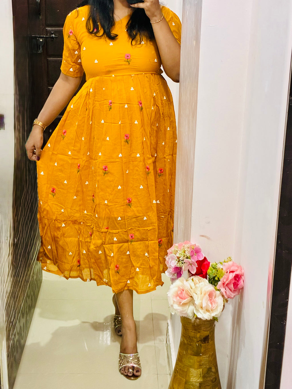 Yellow Mul Cotton Frock