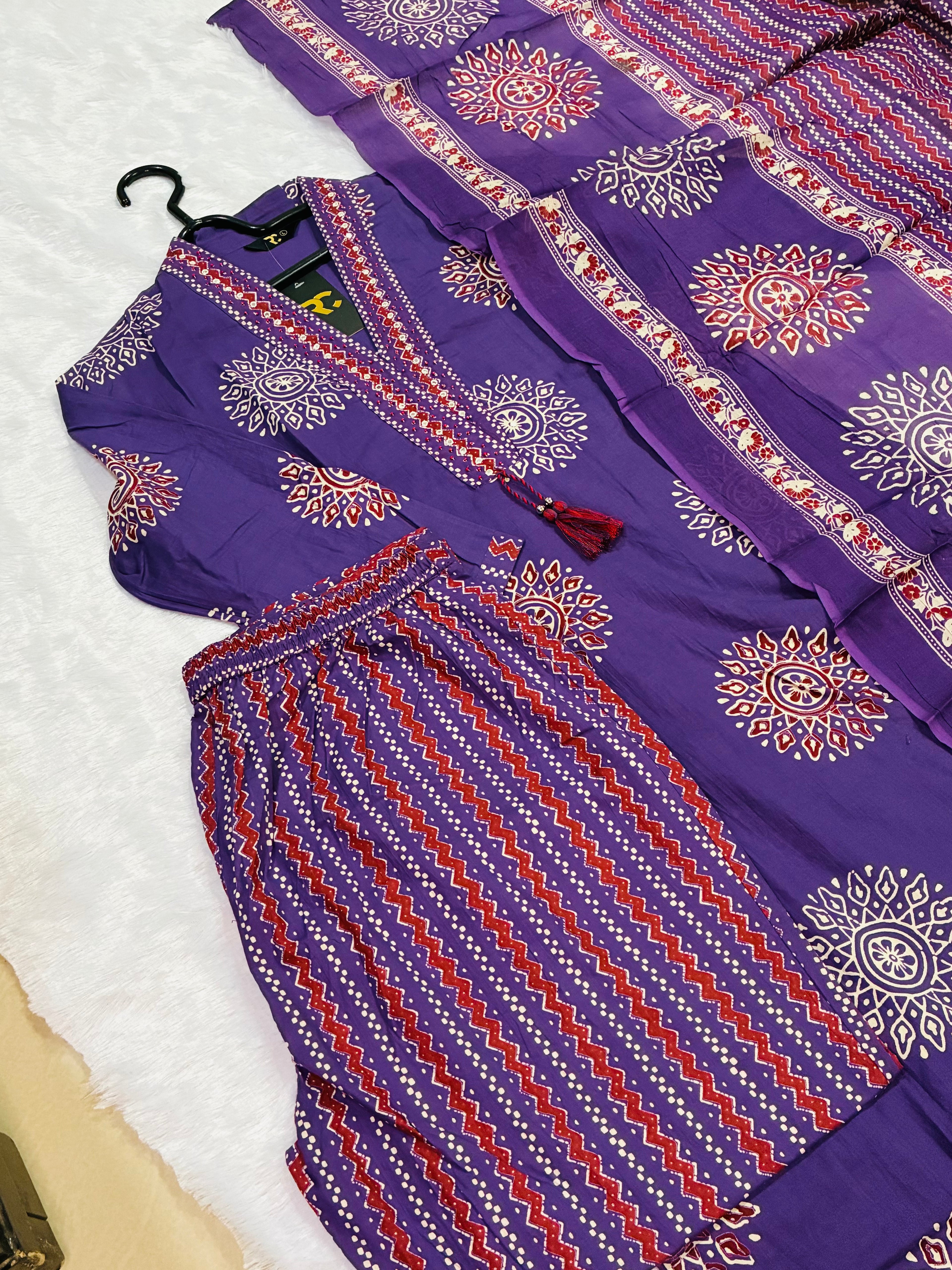 Lavender cotton kurta set