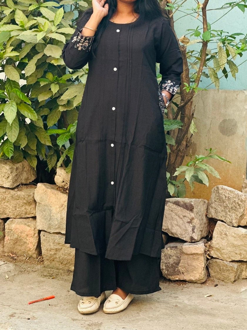 Black Embroidery Cordset