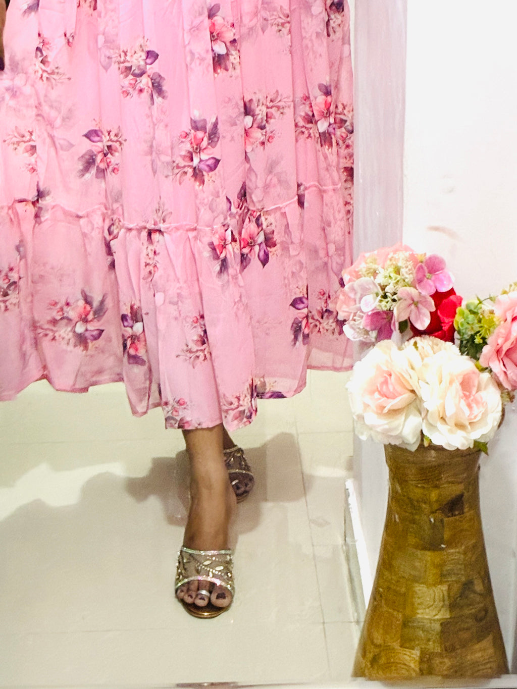 Baby Pink Floral Frock 🌸