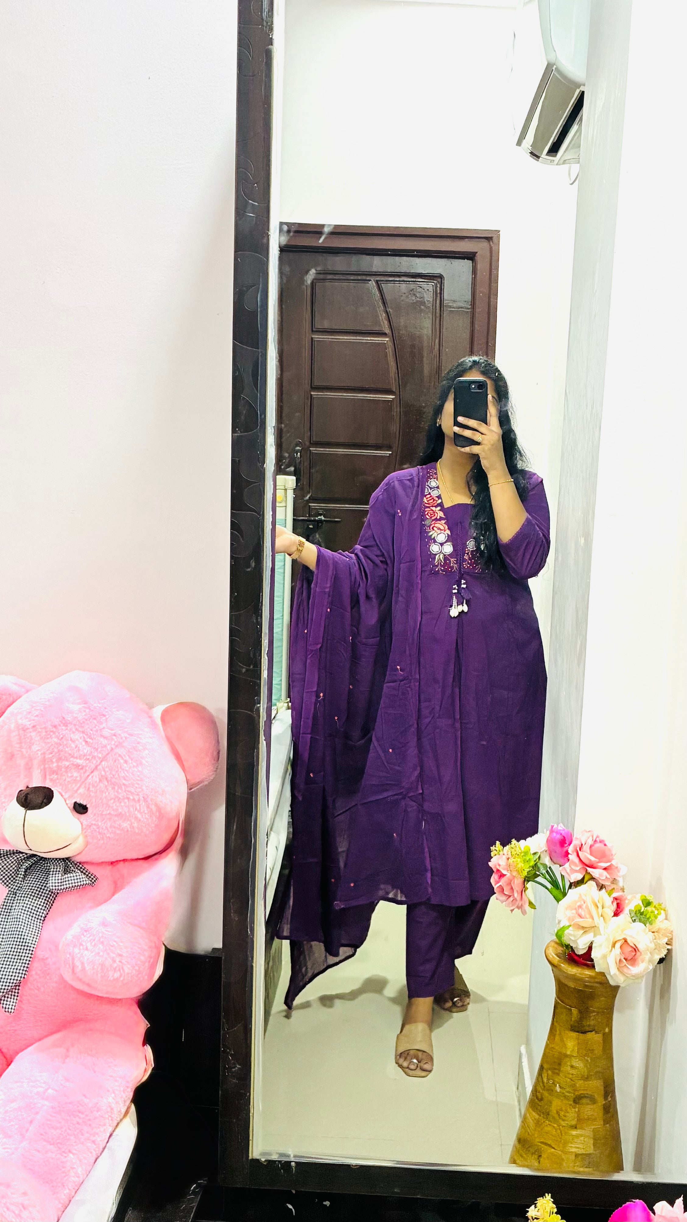 Purple cotton kurta set