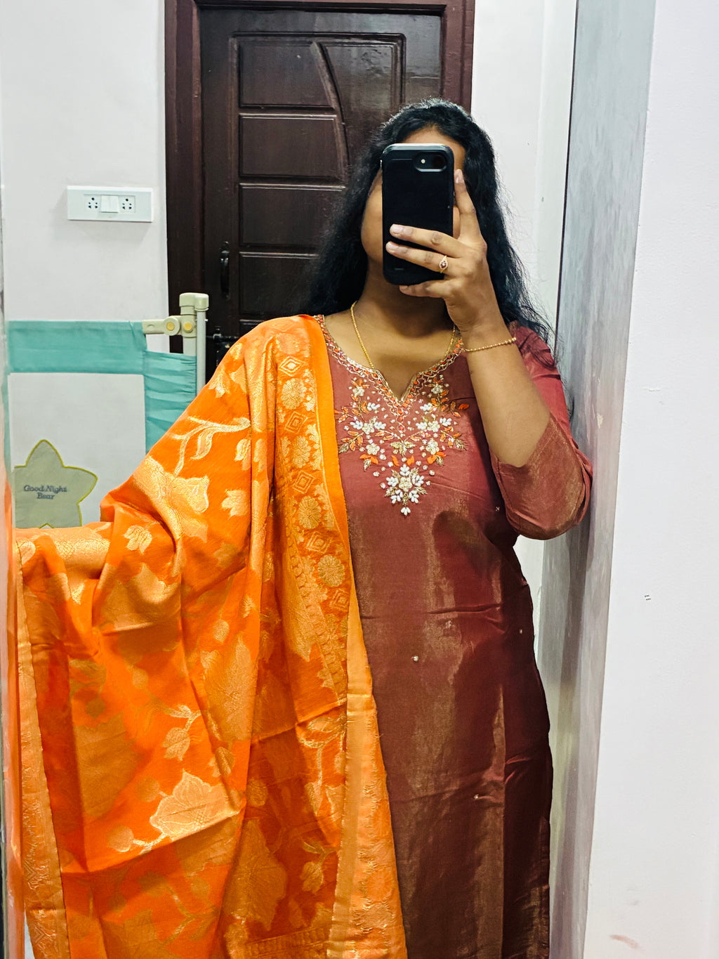 Brown Kurta Set with Banarasi Dupatta ✨
