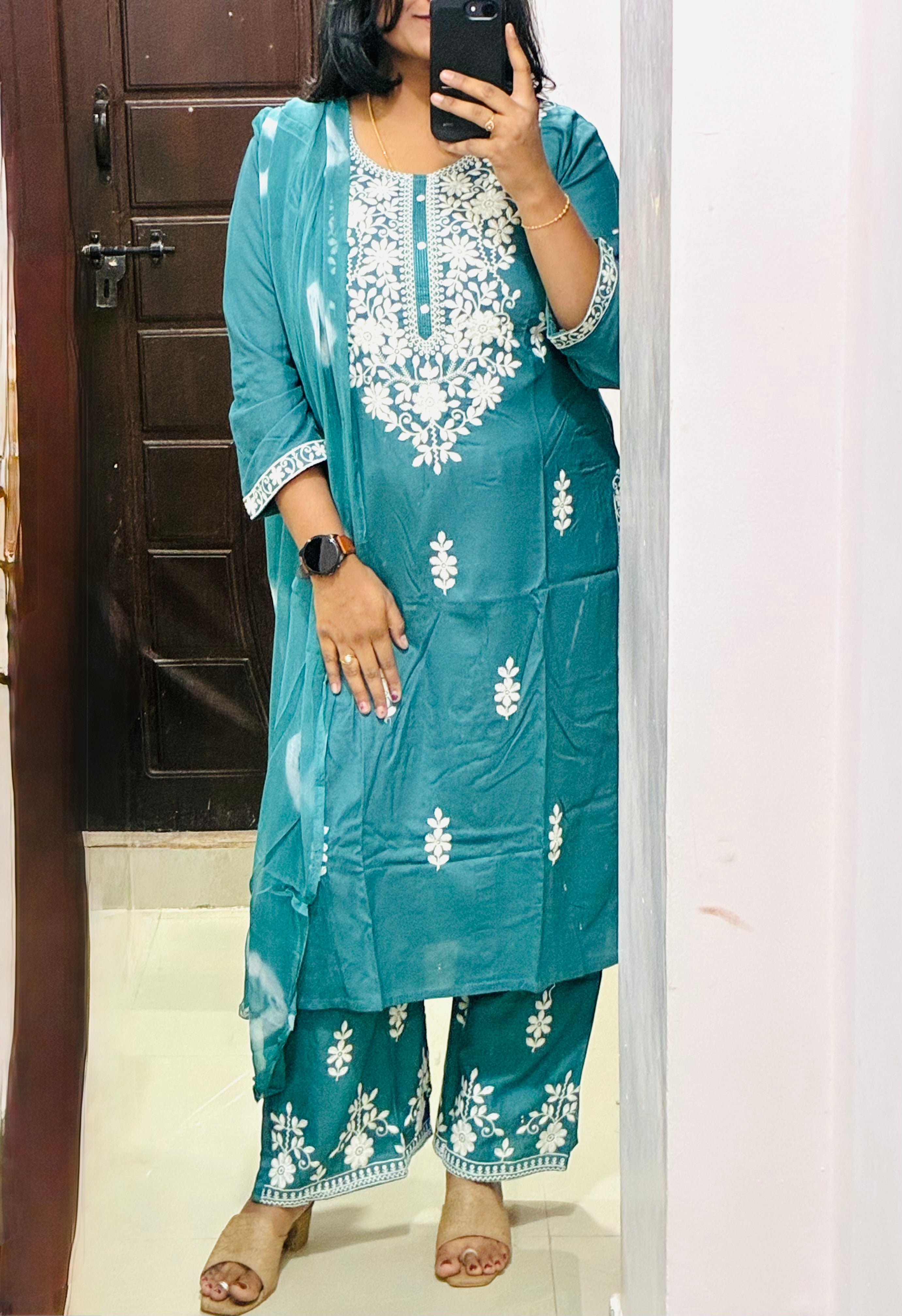 Sea Green Chikankari kurta set