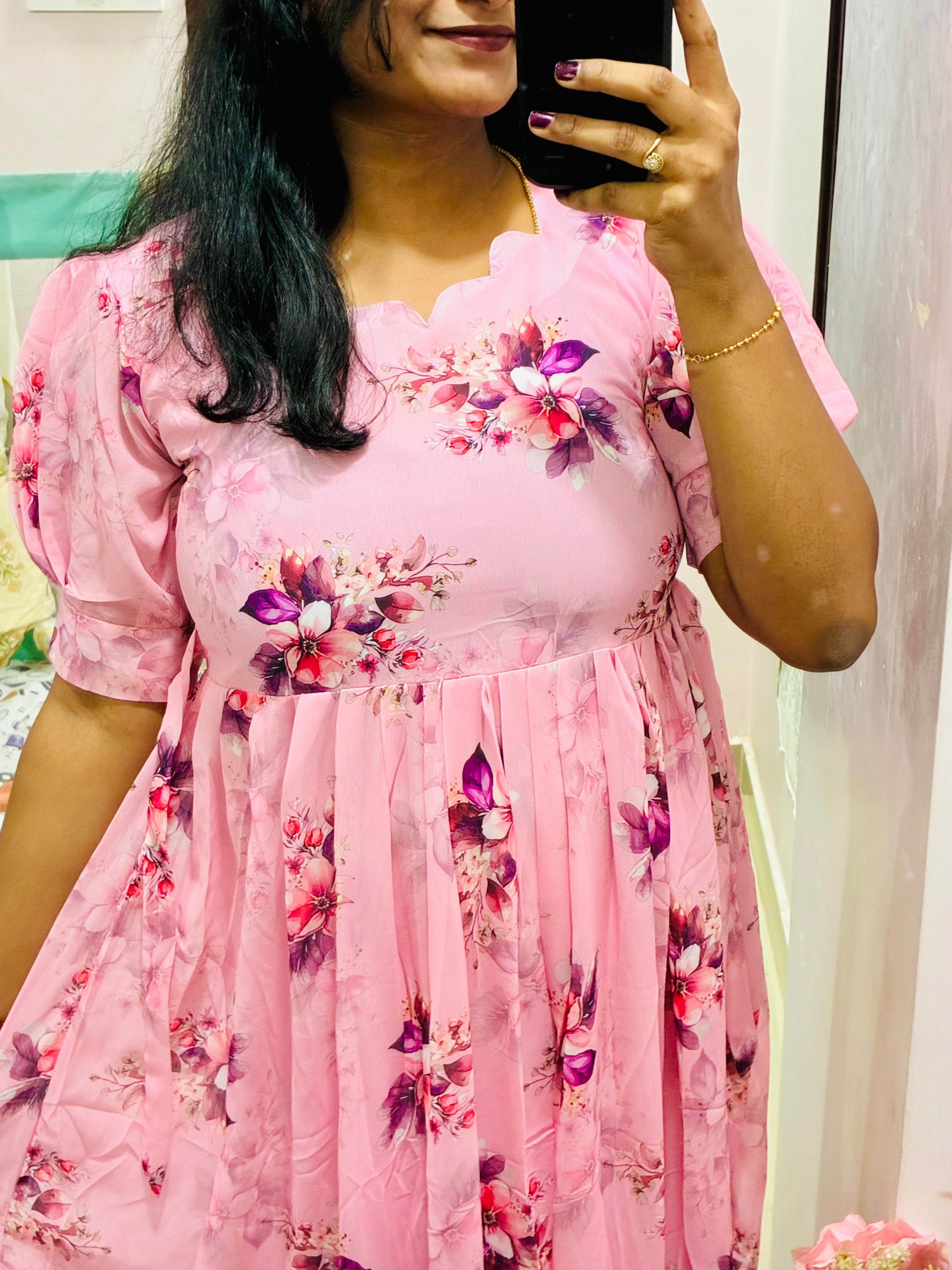 Baby Pink Floral Frock 🌸