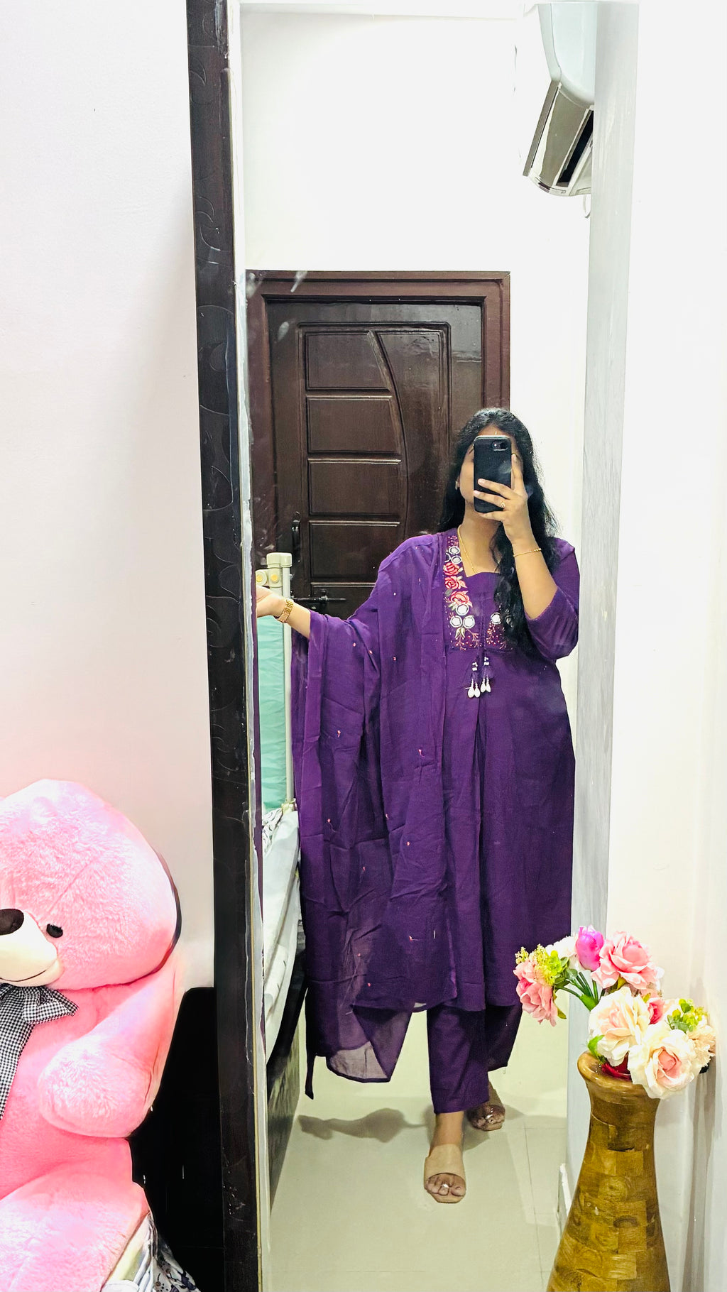 Purple cotton kurta set