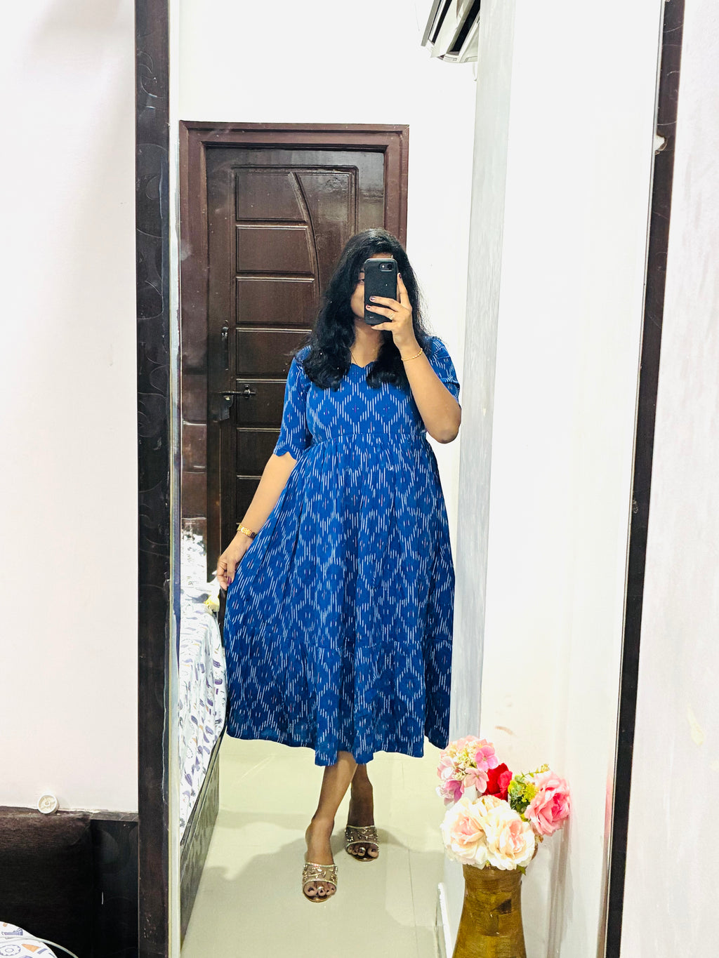 Blue Ikkat Pure Cotton Dress ✨💙
