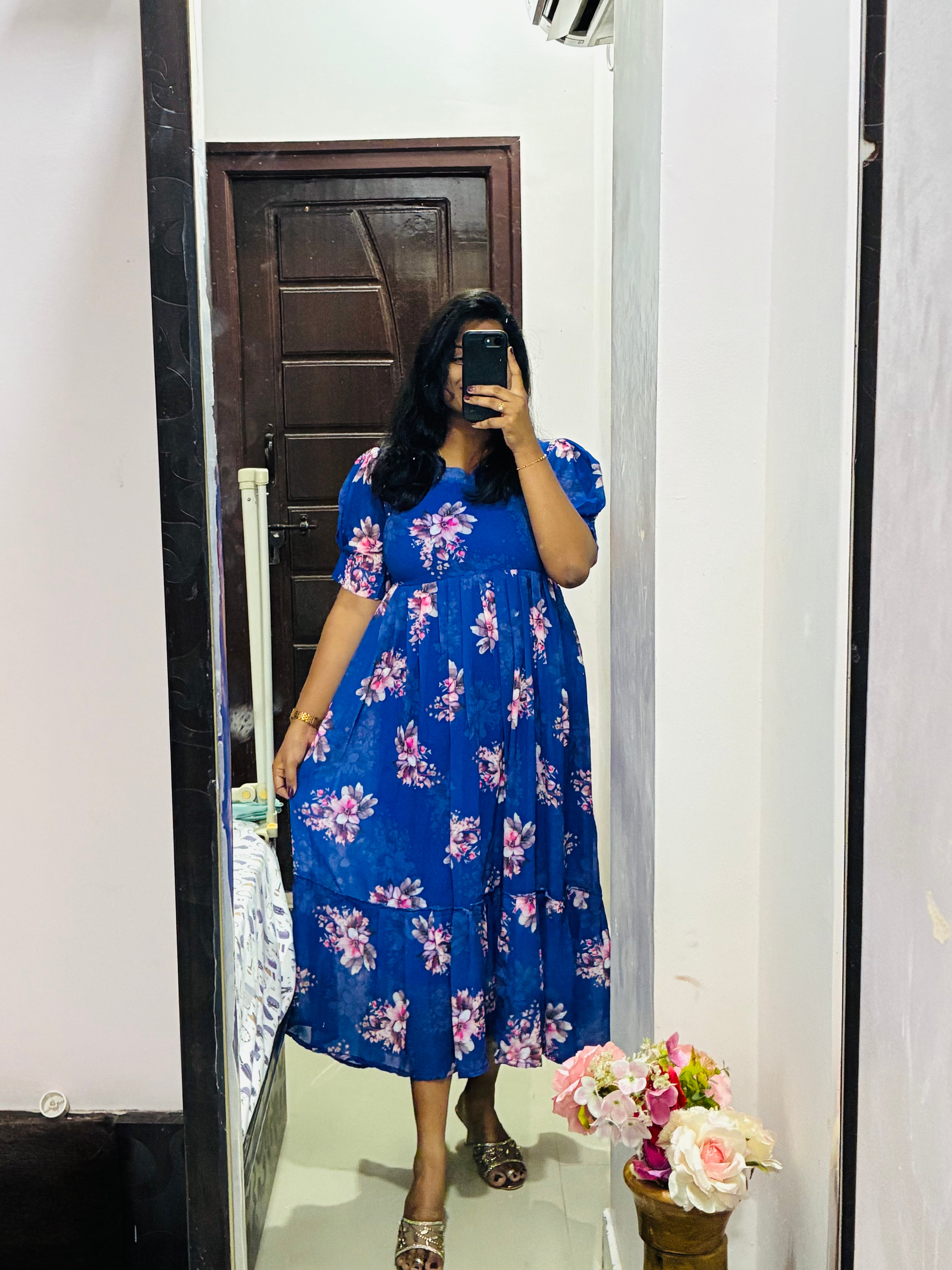 Navy blue floral frock