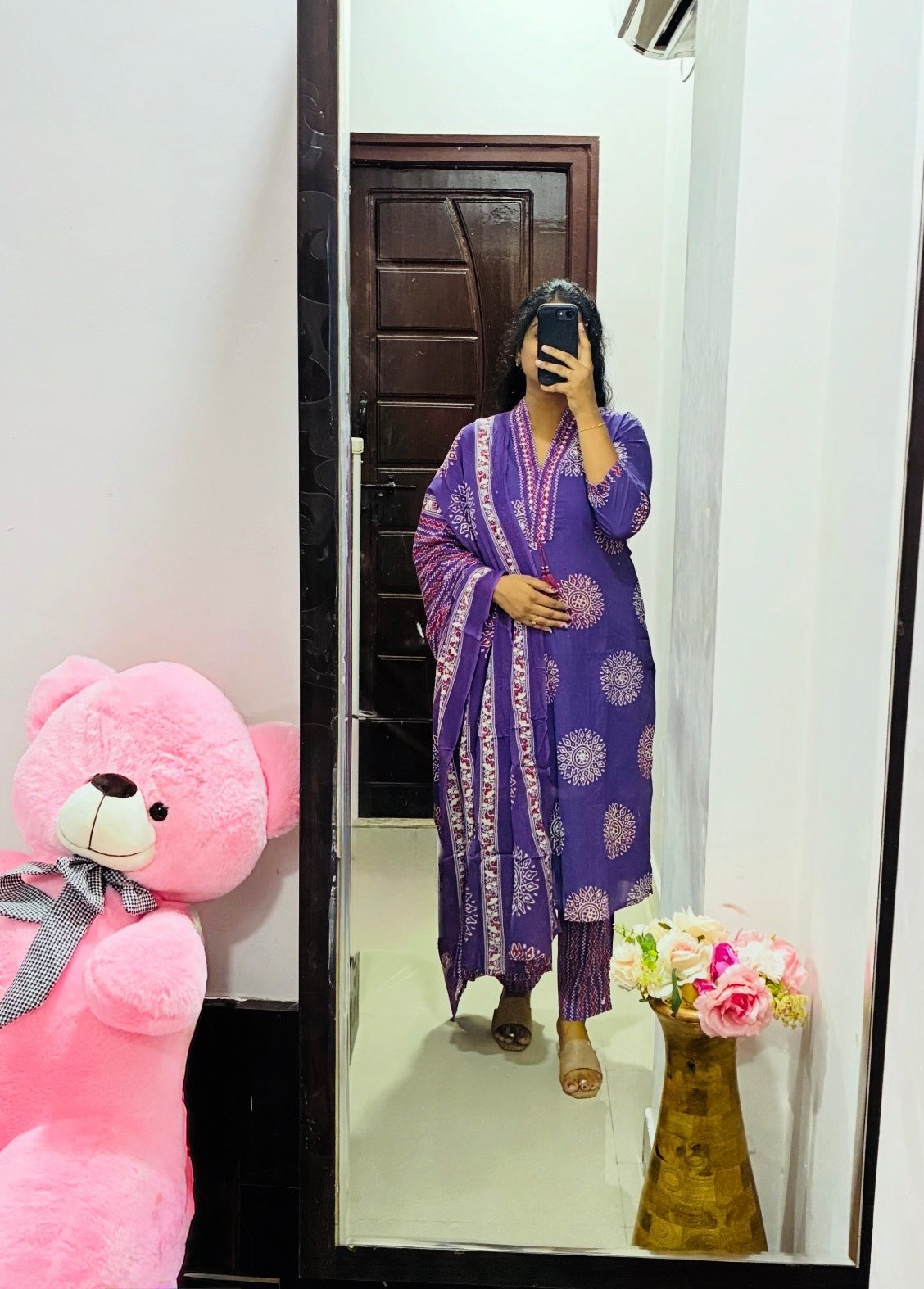 Lavender cotton kurta set