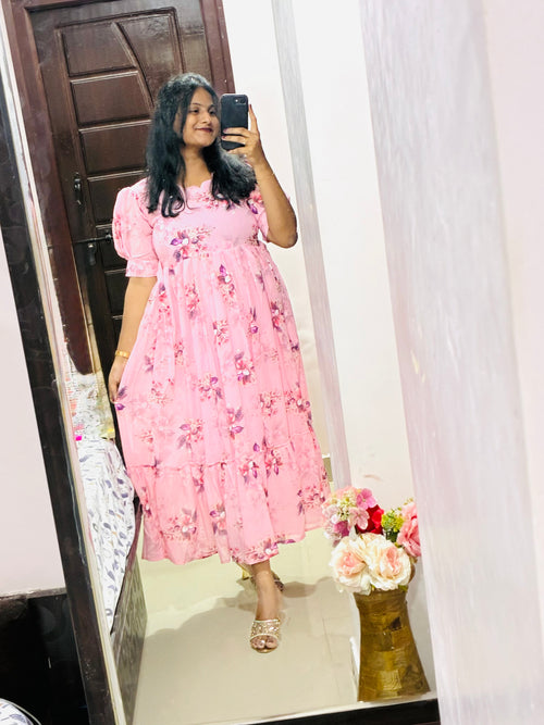Baby Pink Floral Frock 🌸