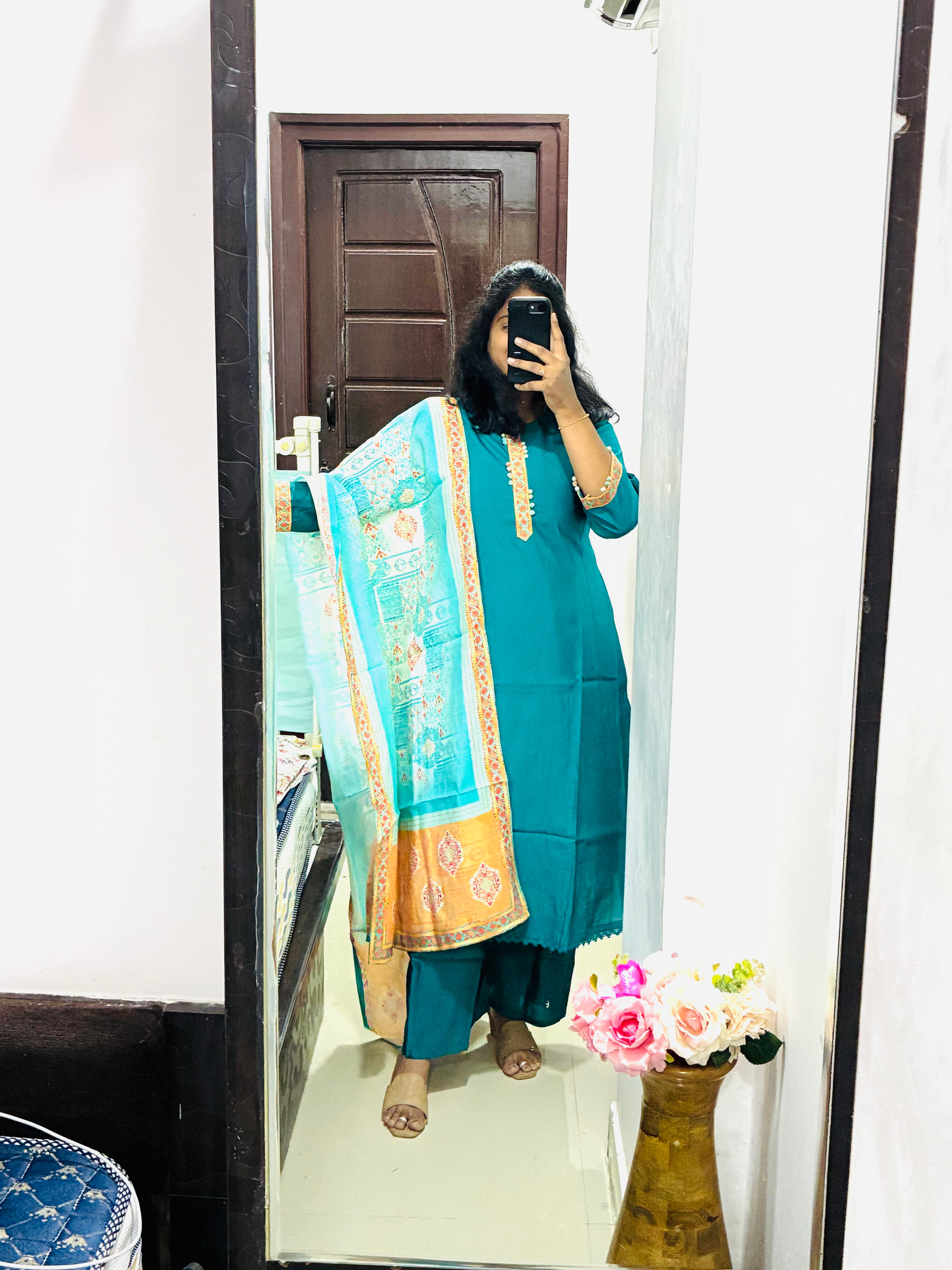 Green Silk Kurta set