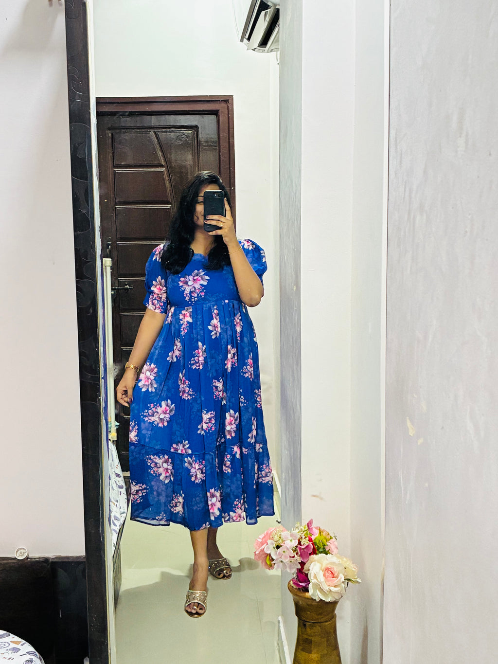 Navy blue floral frock