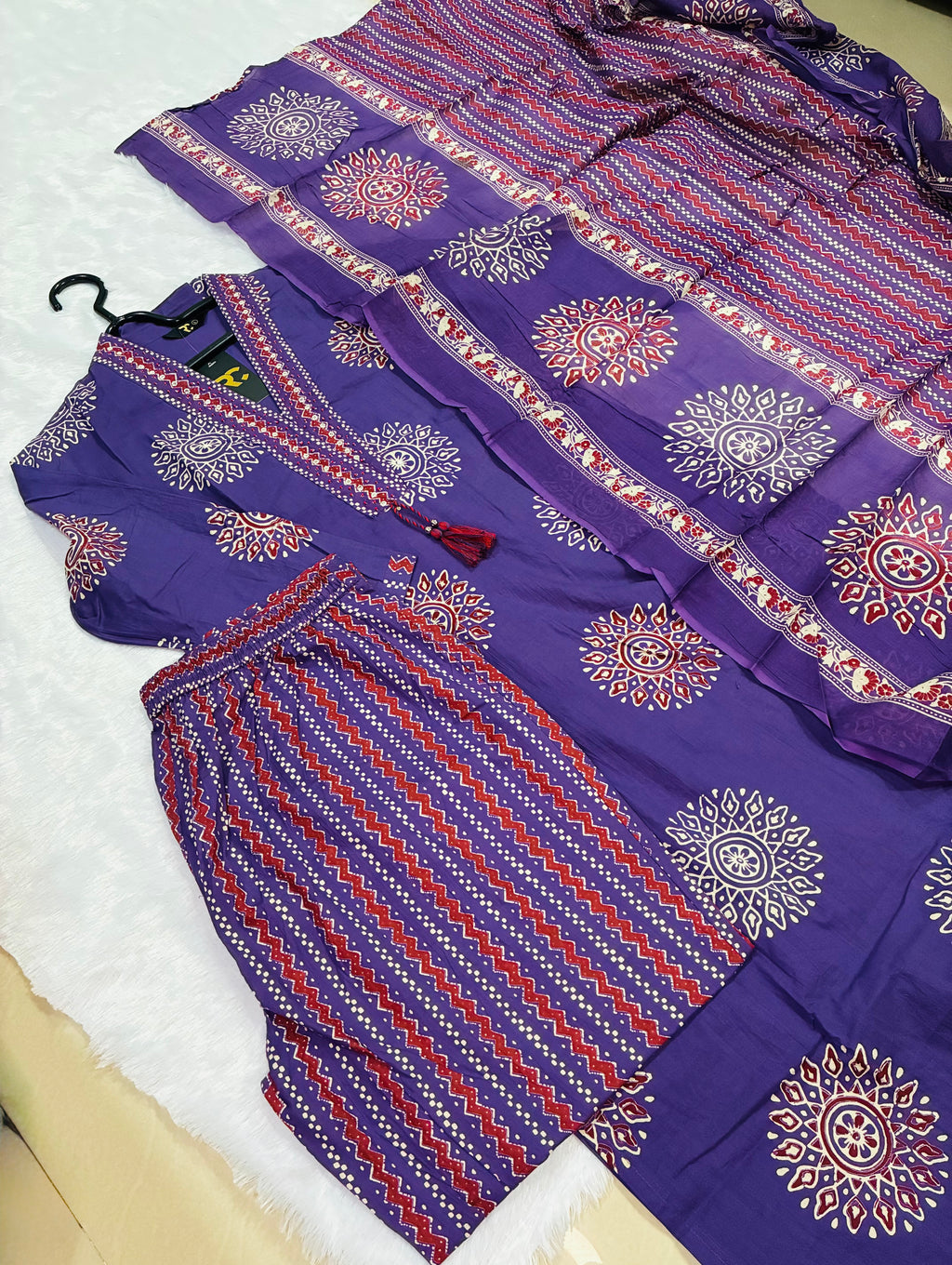Lavender cotton kurta set