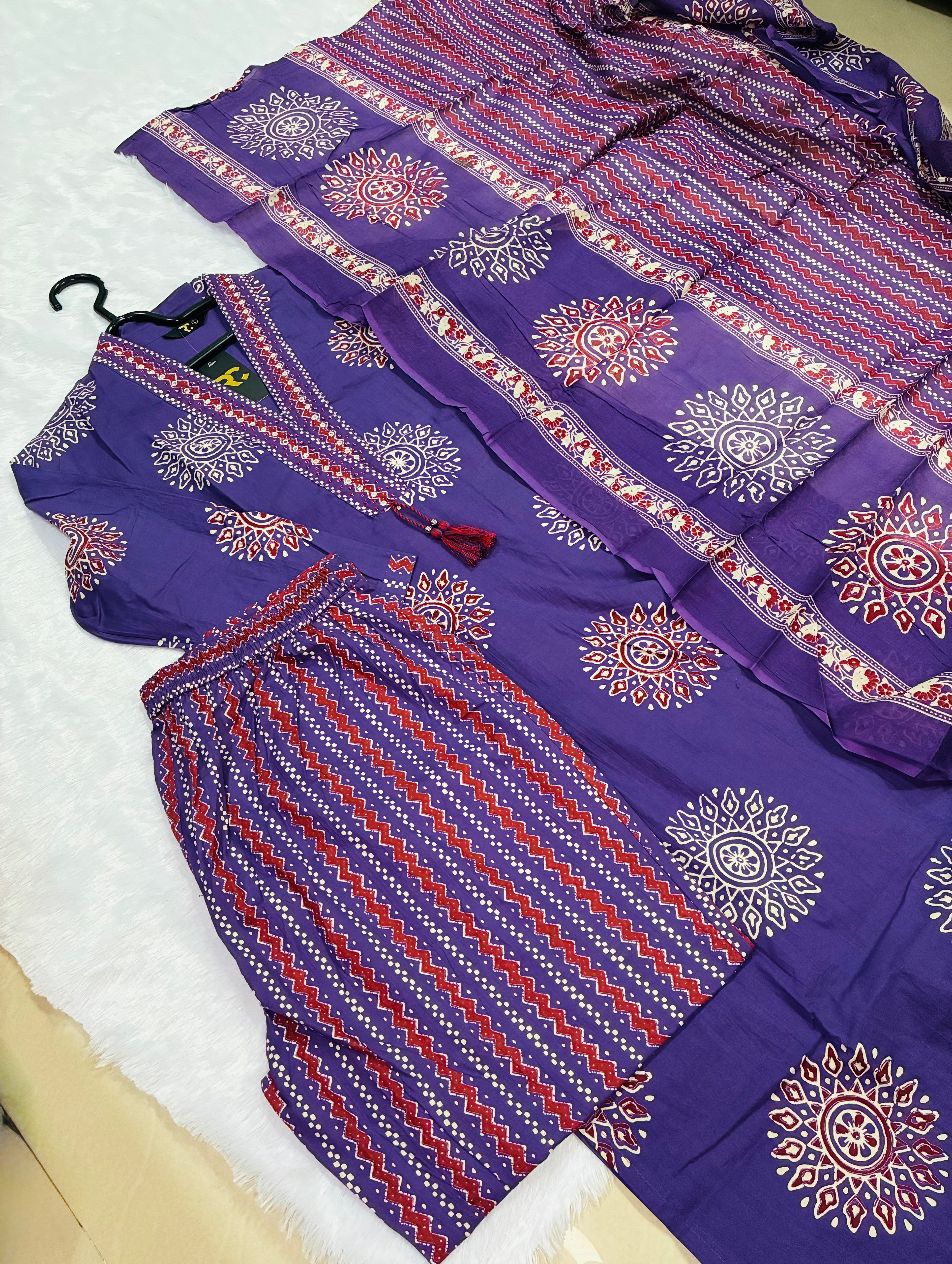 Lavender cotton kurta set