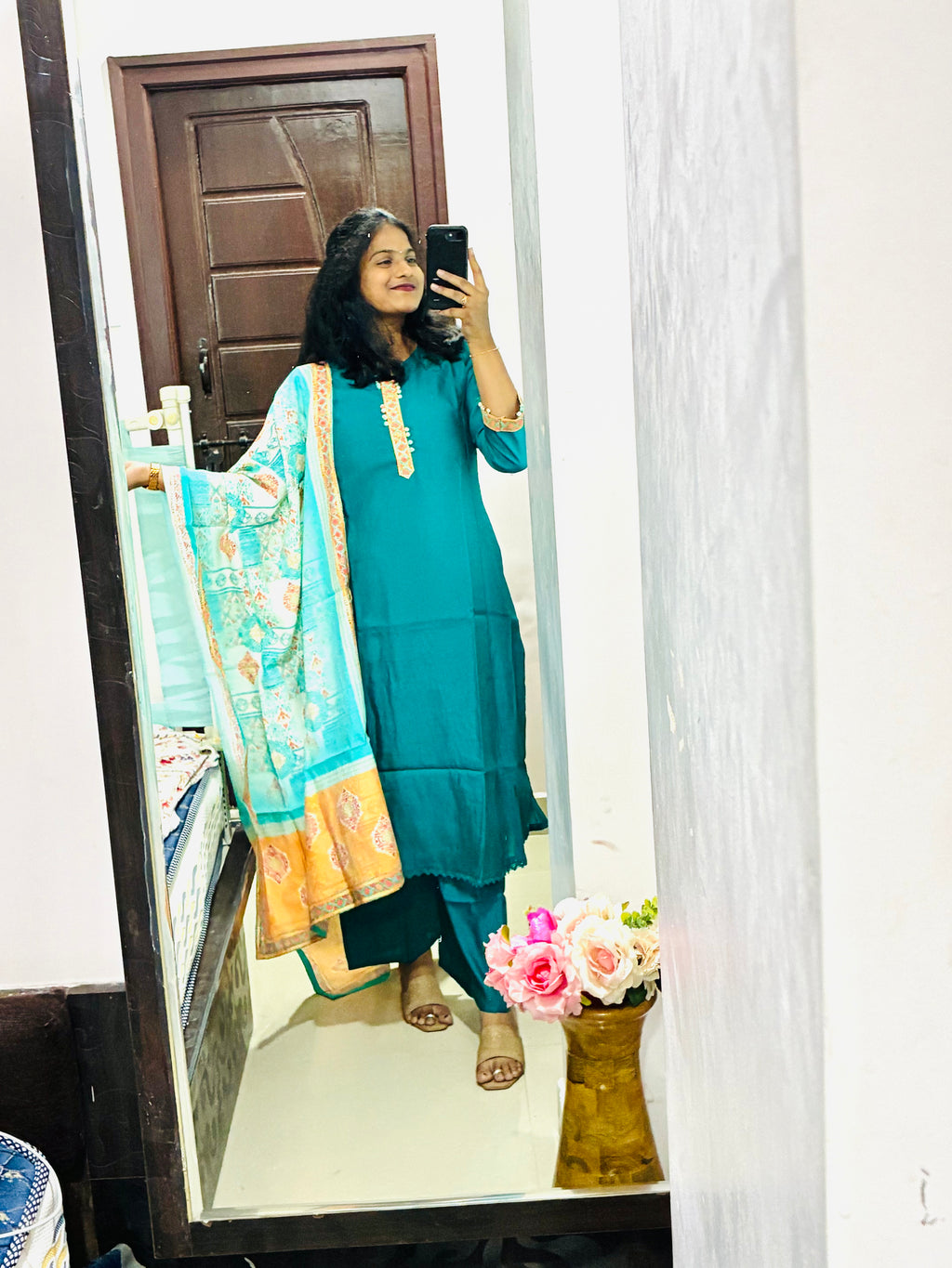 Green Silk Kurta set