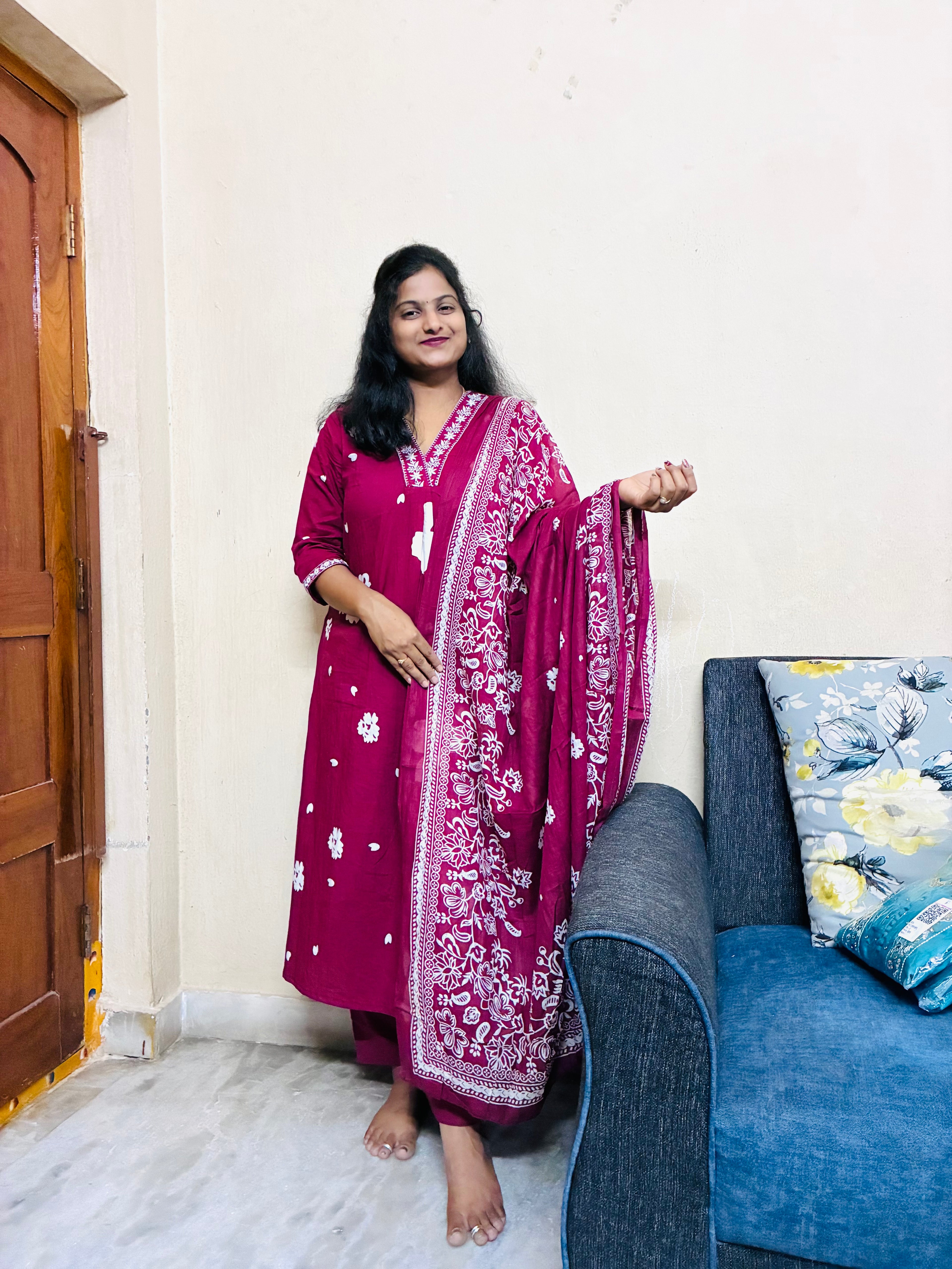 Maroon A- Line Kurta set