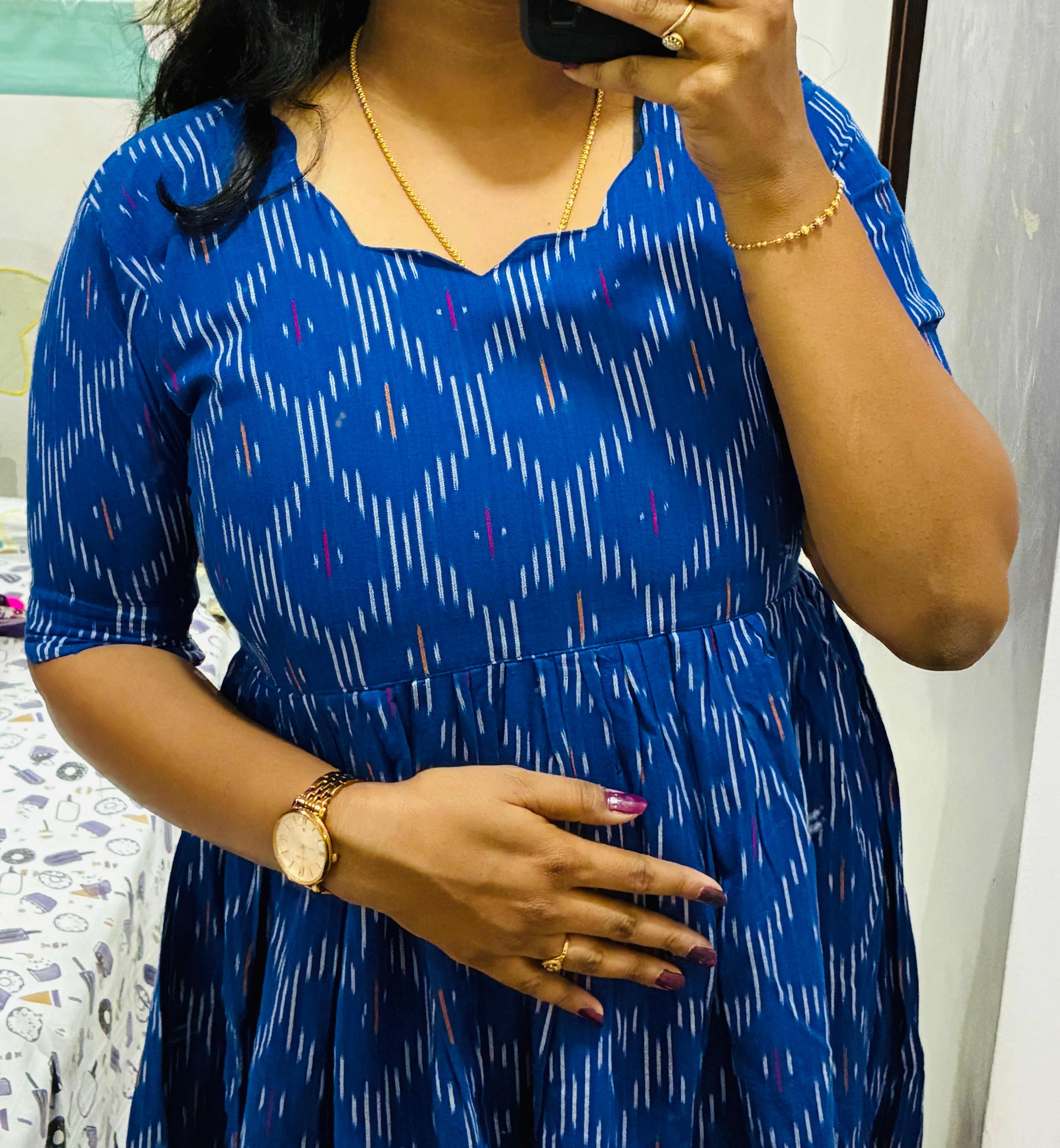 Blue Ikkat Pure Cotton Dress ✨💙