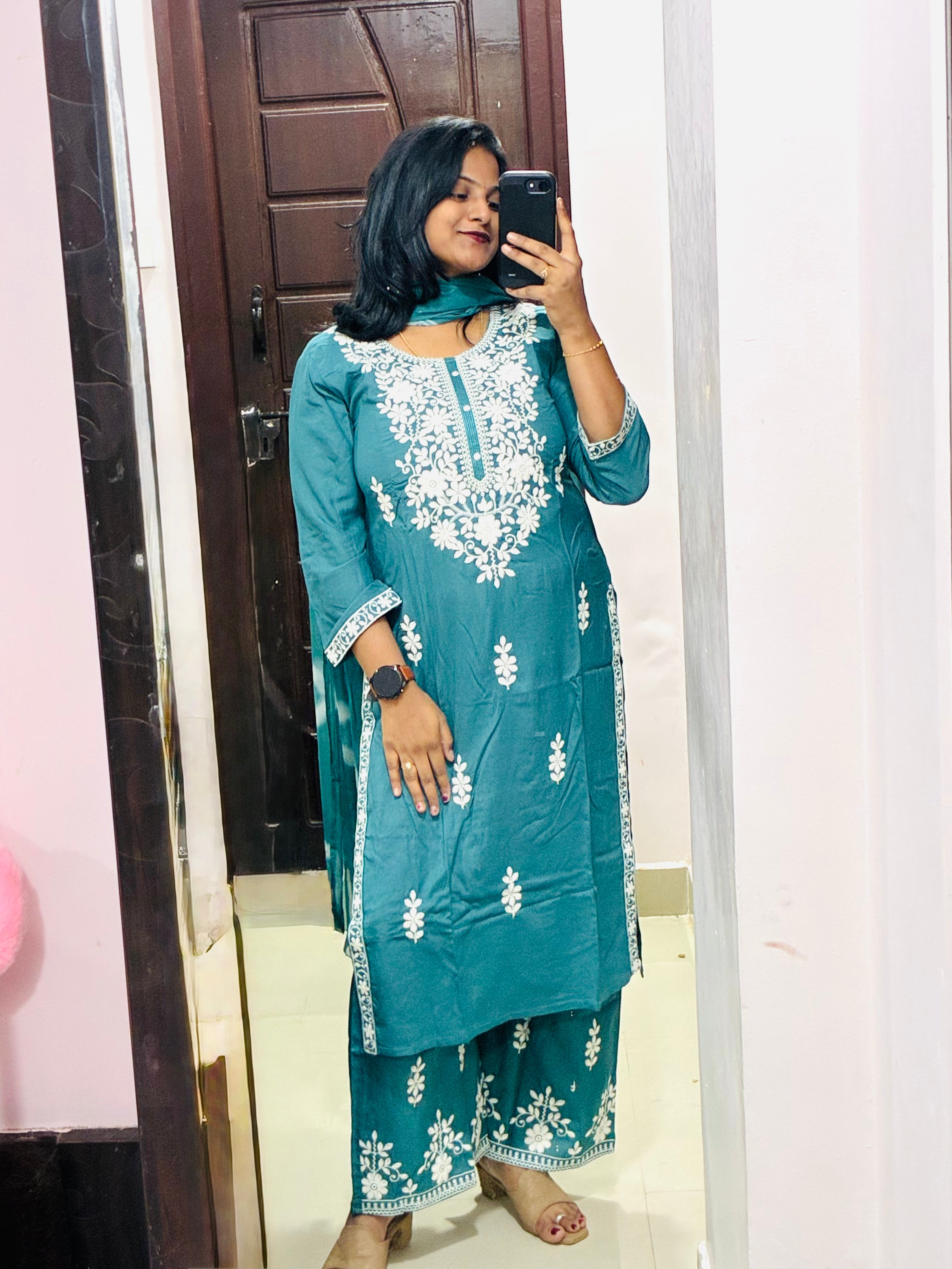 Sea Green Chikankari kurta set