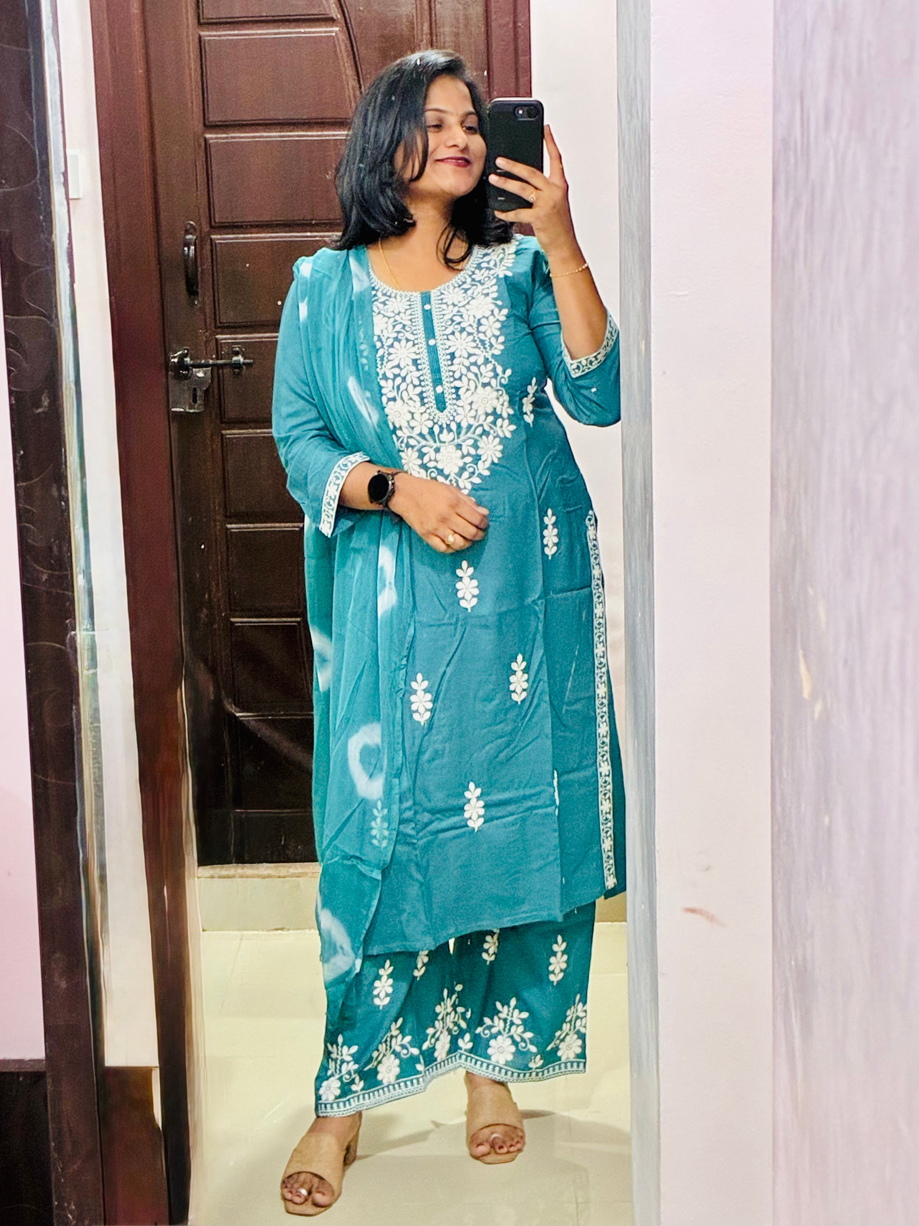 Sea Green Chikankari kurta set