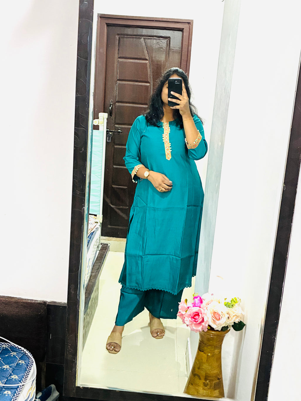 Green Silk Kurta set