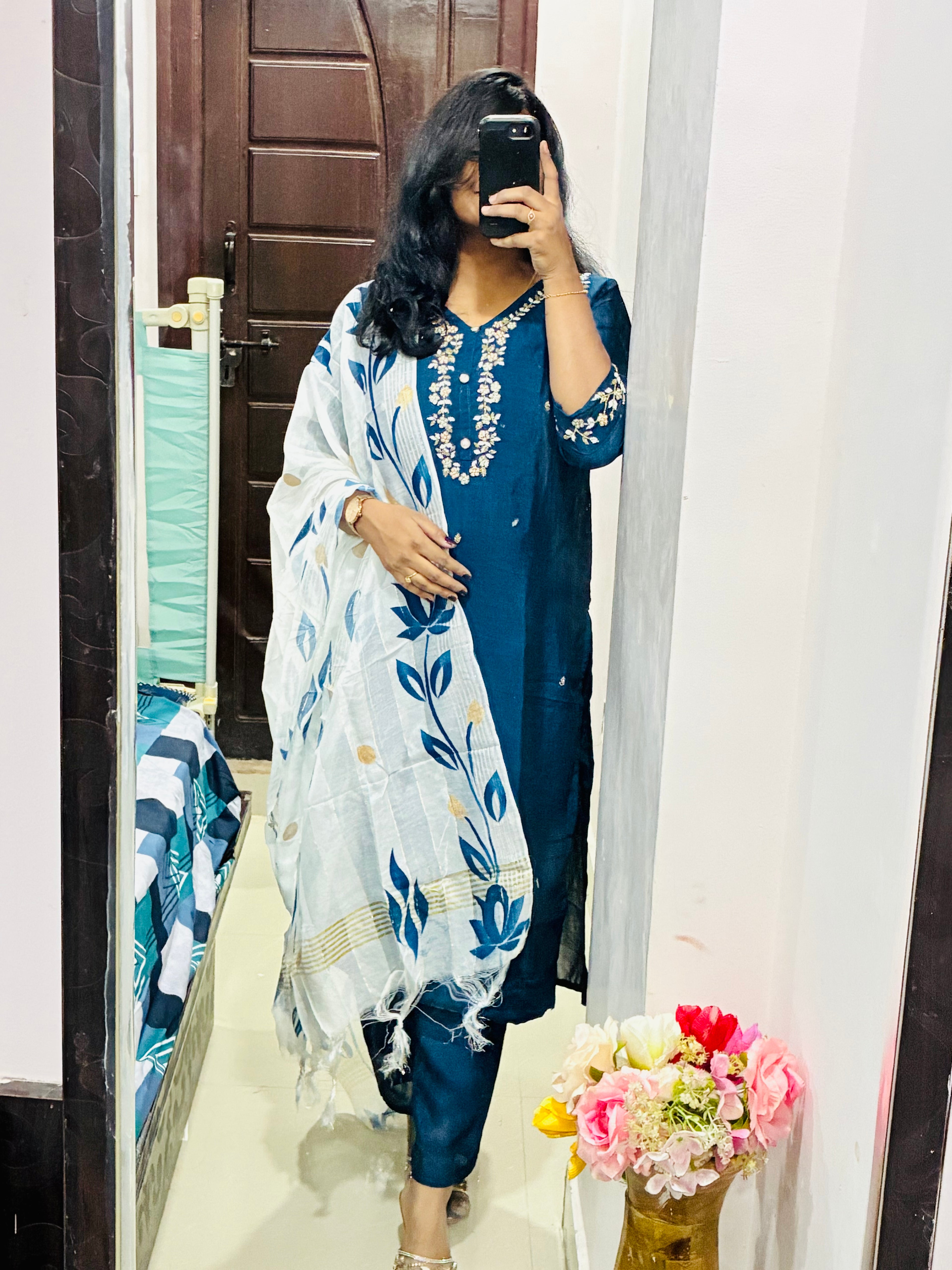Navy blue kurta set