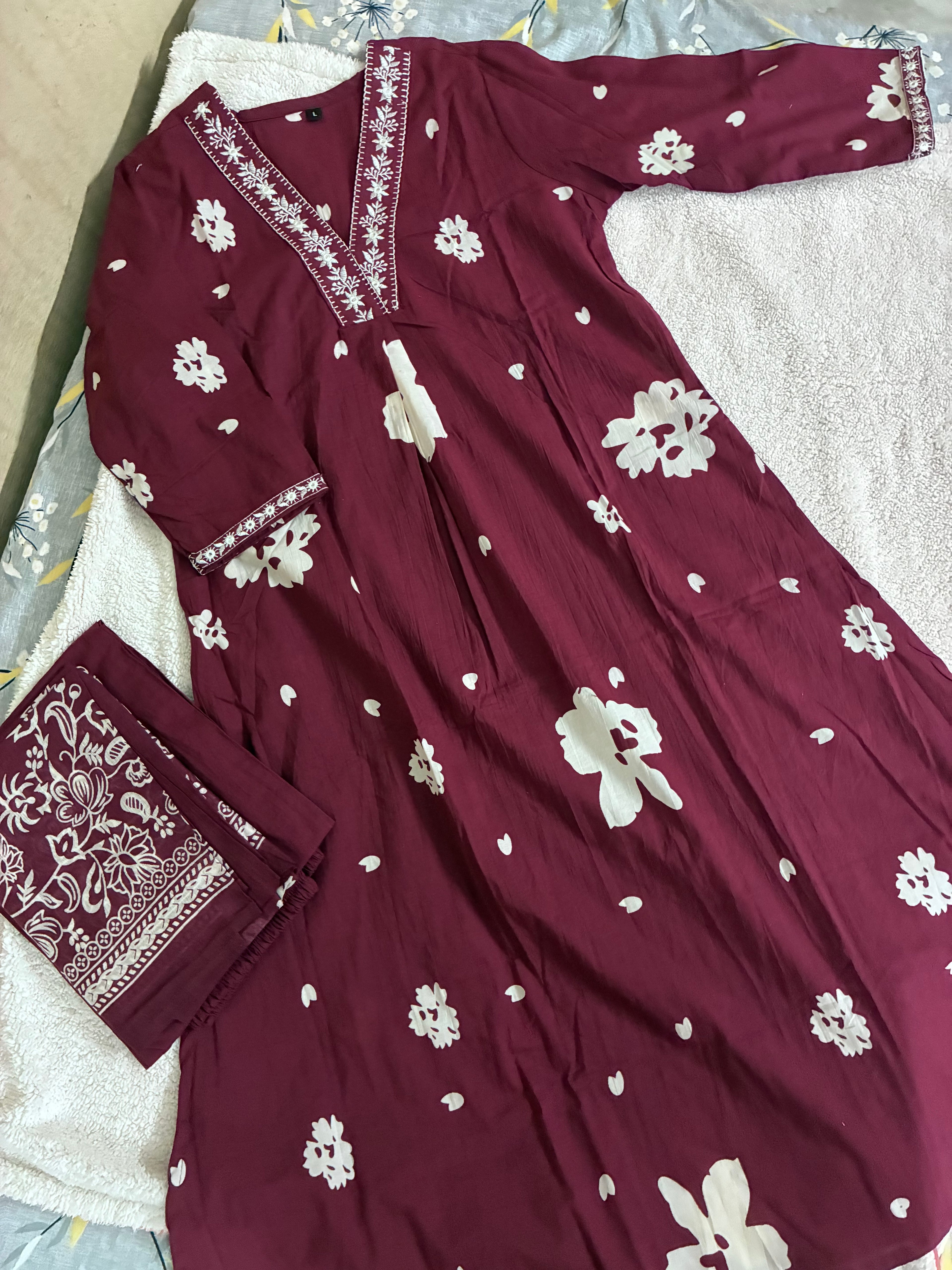 Maroon A- Line Kurta set
