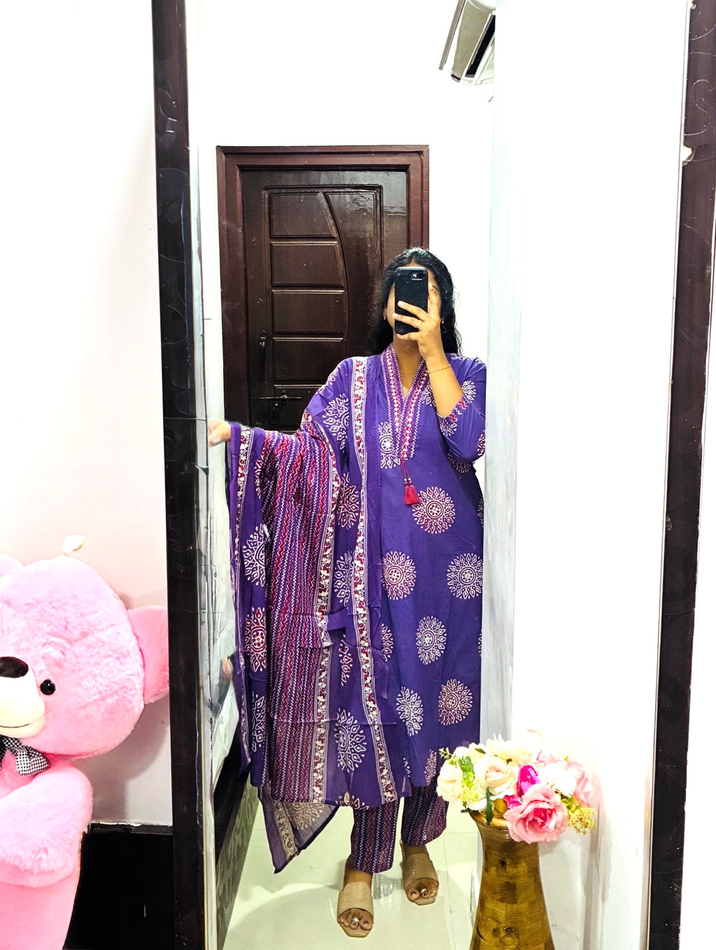 Lavender cotton kurta set