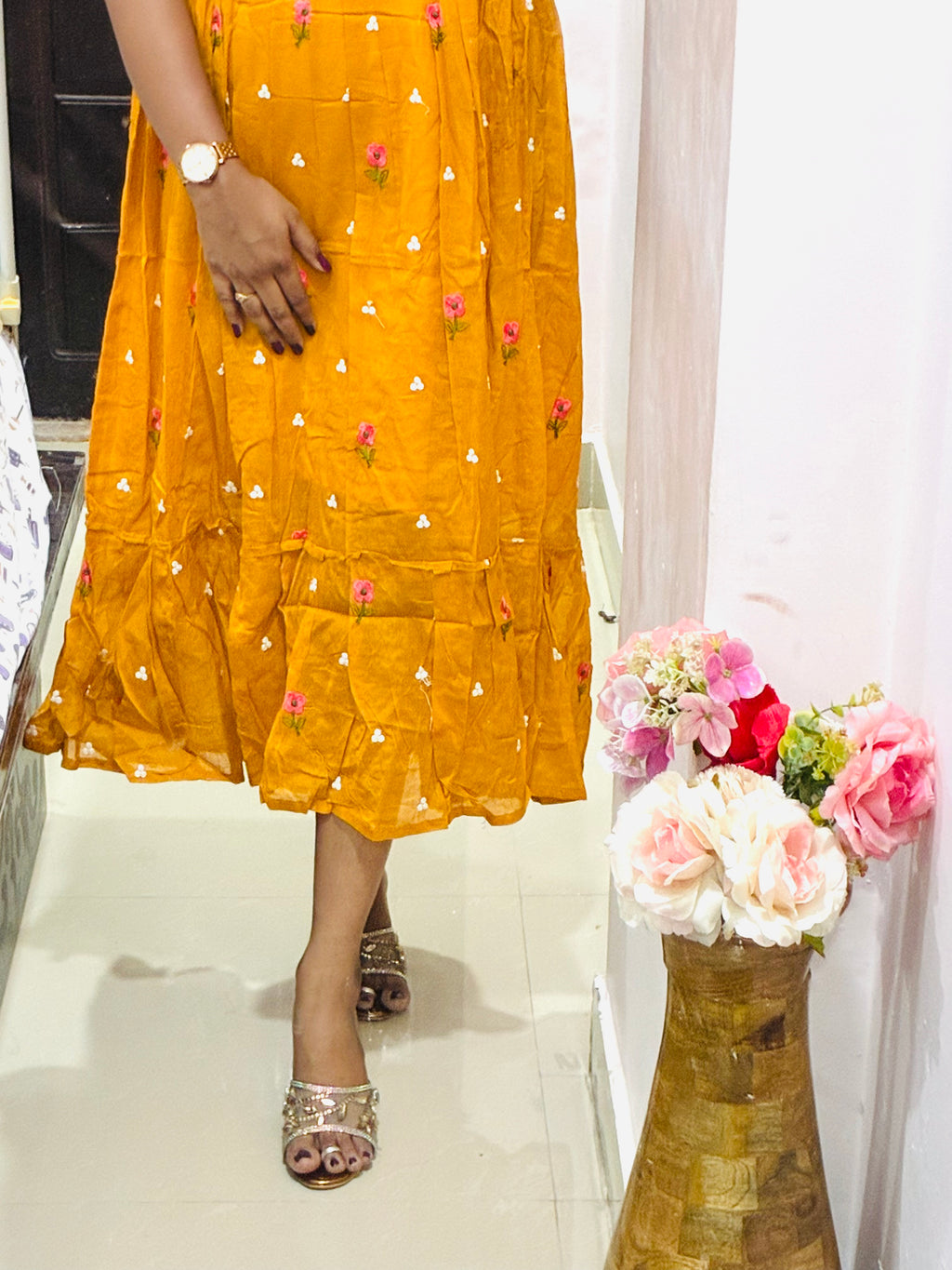 Yellow Mul Cotton Frock