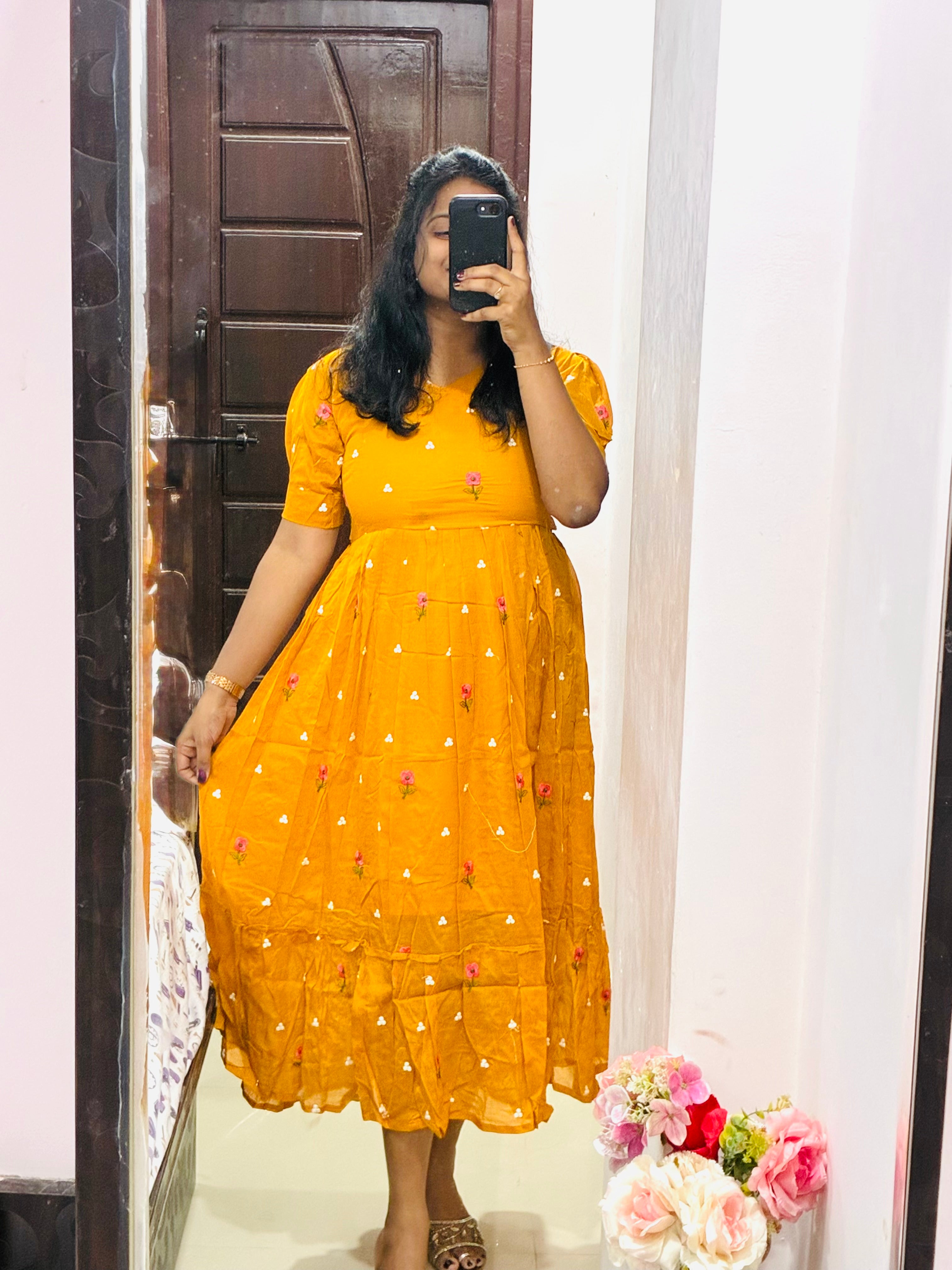 Yellow Mul Cotton Frock