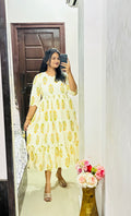 Cream floral cotton frock 🌸