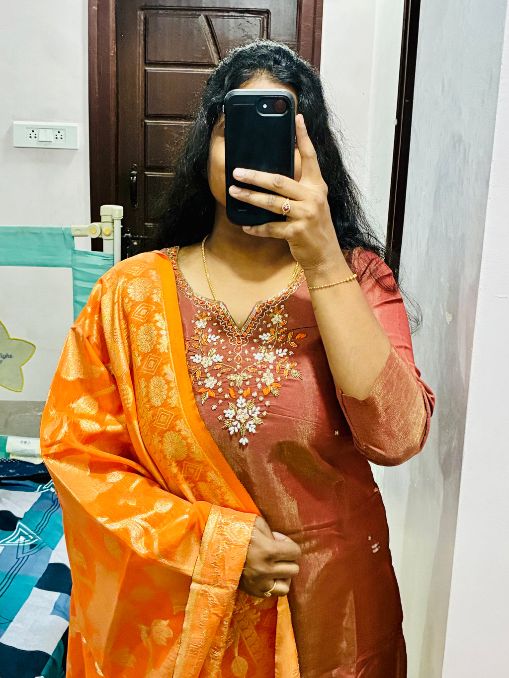 Brown Kurta Set with Banarasi Dupatta ✨