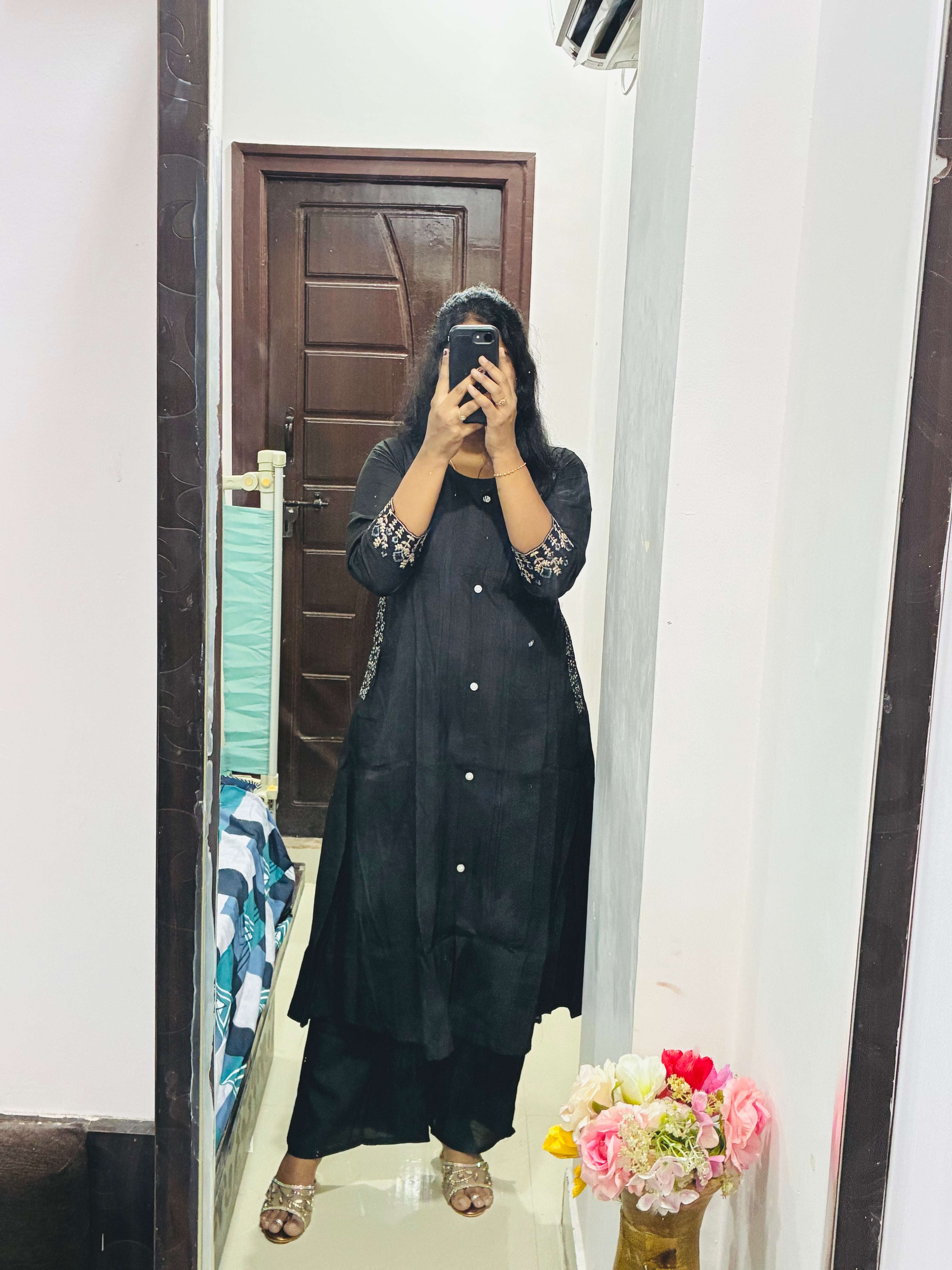 Black Embroidery Cordset