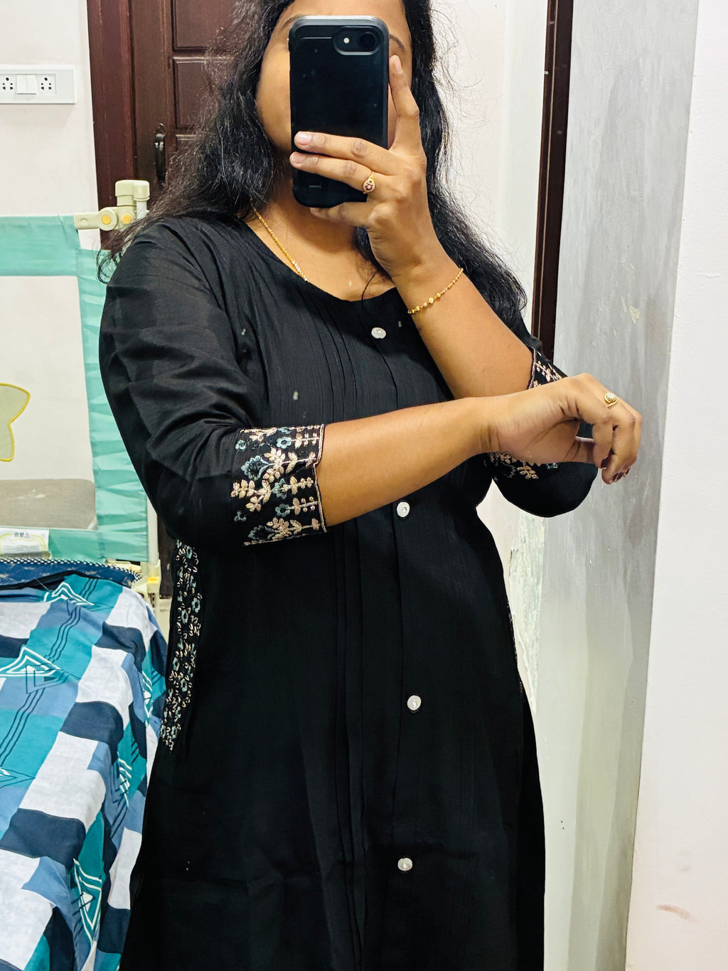 Black Embroidery Cordset