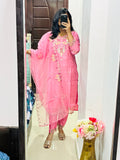 Pink embroidery kurta set