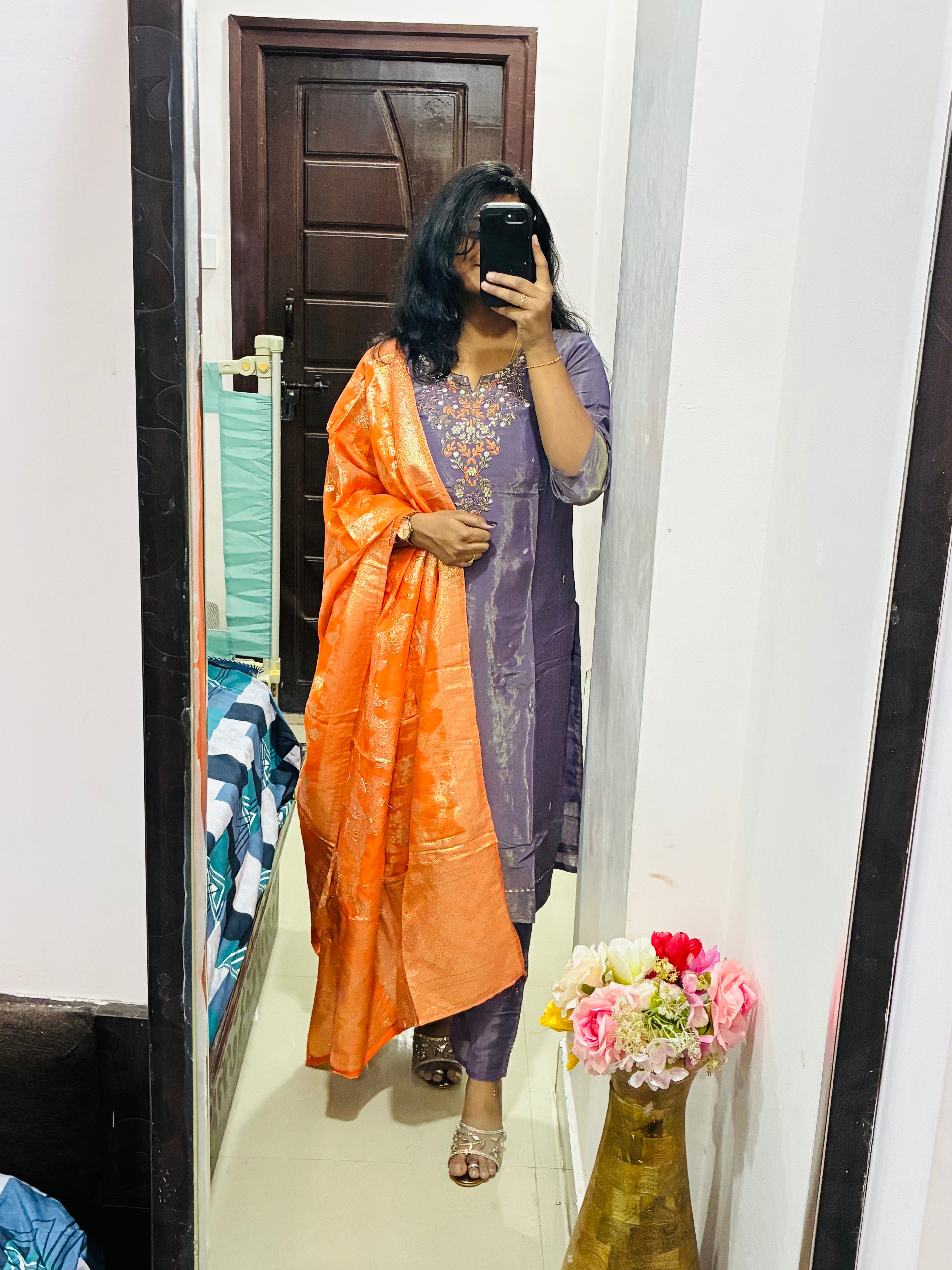 Lavender Roman Silk Kurta Set!