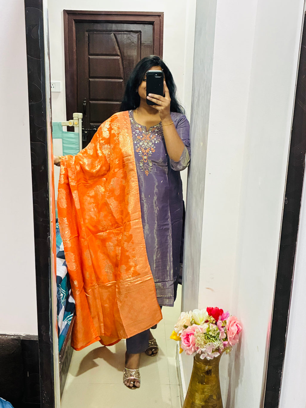 Lavender Roman Silk Kurta Set!