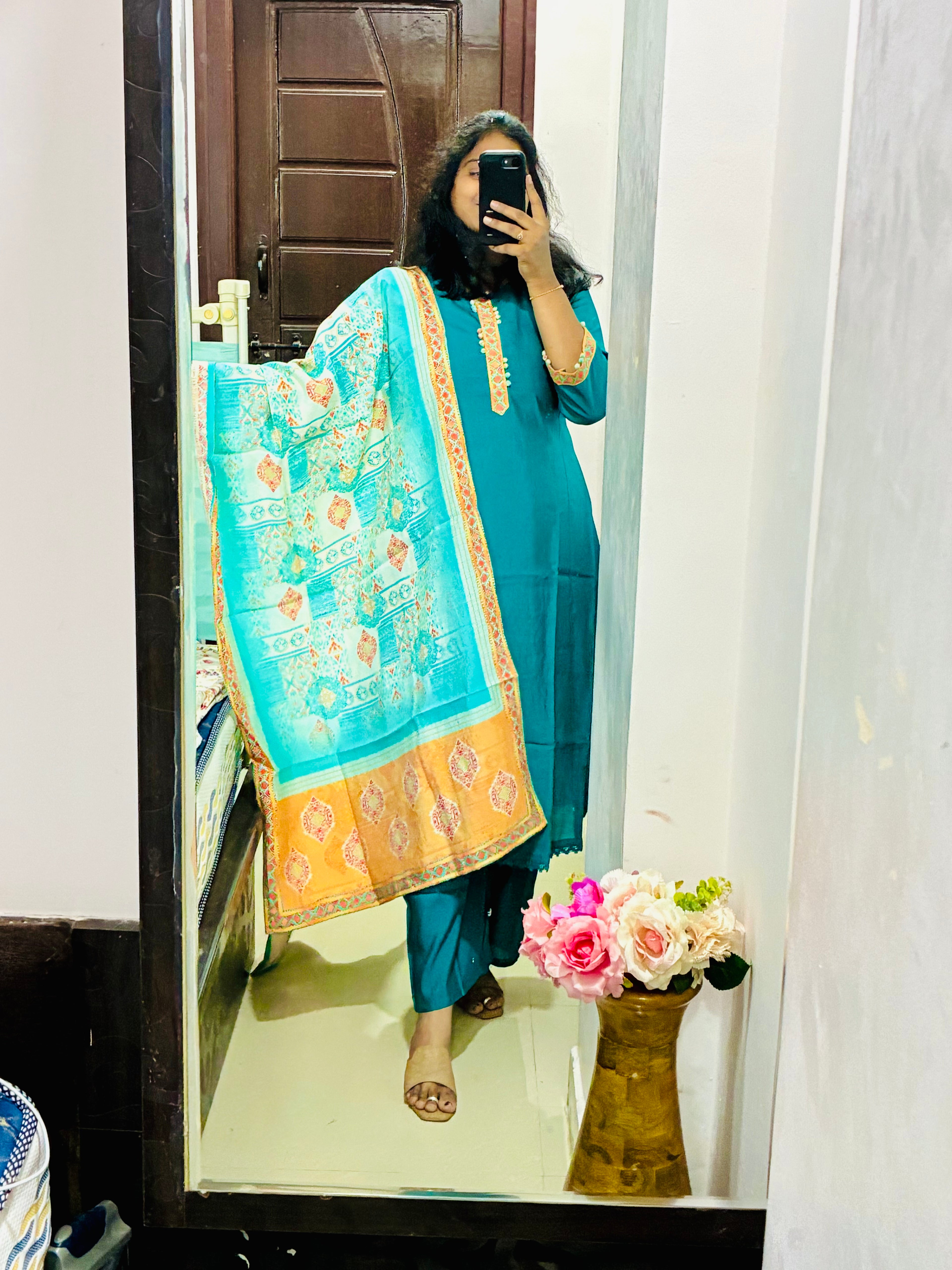 Green Silk Kurta set